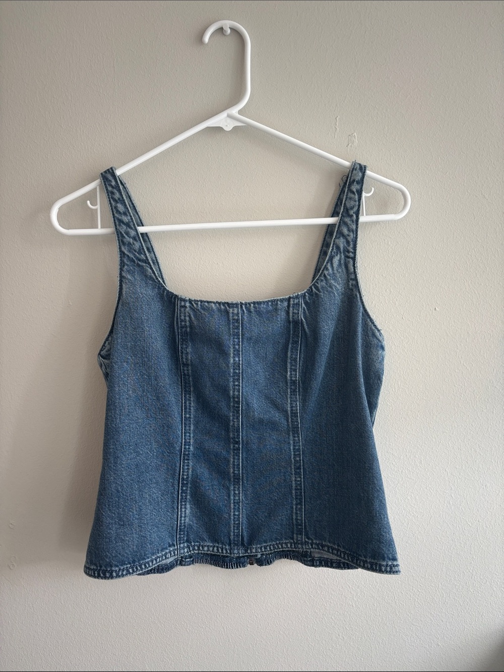 LOFT Denim Square-Neck Tank Top - Blue